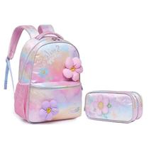 Kit Mochila e Estojo Duplo Escolar Infantil Pack Me Daisy Rosa - Pacific