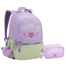 Kit Mochila e Estojo Escolar Feminina ColorUp Para Notebook