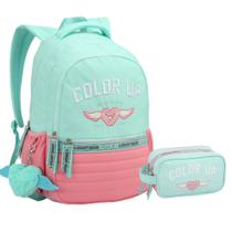 Kit Mochila e Estojo Escolar Feminina ColorUp Para Notebook