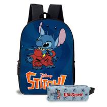 Kit Mochila e Estojo Escolar Infantil Desenho Stitch Unissex