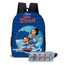 Kit Mochila e Estojo Escolar Infantil Desenho Stitch Unissex