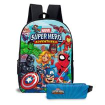 Kit Mochila e Estojo Escolar Infantil do Vingadores Cut Kit Mochila e Estojo Escolar Infantil do Vingadores Cut