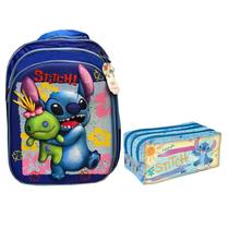 Kit Mochila e Estojo Escolar Infantil Triplo Stitch Azul - DAC Kit Mochila e Estojo Escolar Infantil Triplo Stitch Azul - DAC