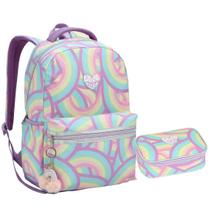 Kit Mochila e Estojo Escolar Juvenil Feminina Multicolor