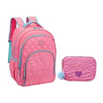 Kit Mochila e Estojo Escolar Juvenil Matelassê Kika KK24M27