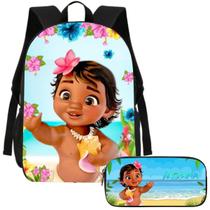 Kit Mochila e Estojo Escolar Moana Volta as Aulas