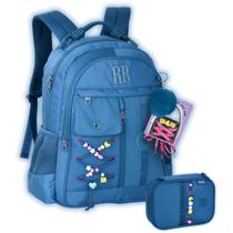Kit Mochila e Estojo Rebecca Bonbon Organizador Girls Teen Cor:Azul