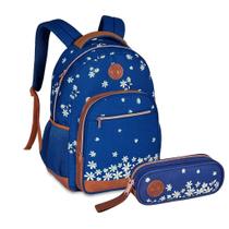 Kit Mochila E Estojo Zíper Duplo Floral By Uatt Clio