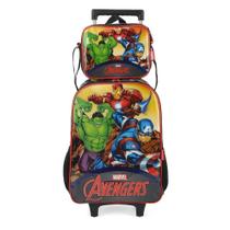 Kit Mochila e Lacheira Luxcel Com Rodinhas Vingadores Preto Kit Mochila e Lacheira Luxcel Com Rodinhas Vingadores Preto