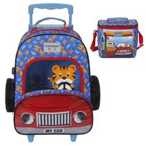 Kit Mochila e Lancheira Dermiwill Container Kids My Car Azul