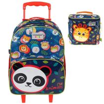 Kit Mochila e Lancheira Dermiwill Container Kids Panda Azul