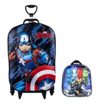 Kit Mochila e Lancheira em 3D Capitão America Rígida
