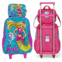 Kit Mochila E Lancheira Escolar Barbie Sereia Boto Rodinhas - Luxcel