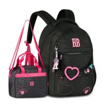 Kit Mochila e Lancheira Rebecca Bonbon Premium Matelassê Corações