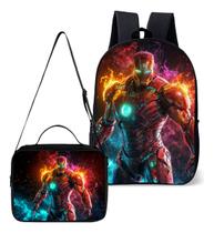 Kit Mochila E Lancheira Termica Escolar Super Heroi De Ferro Lançamento Kit Mochila E Lancheira Termica Escolar Super Heroi De Ferro Lançamento