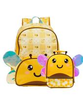 Kit Mochila e Lancheira Térmica Infantil Pets Abelha Amarela