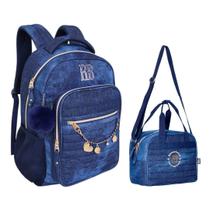 Kit Mochila e Lancheira Térmica Rebecca Bonbon RB24666 Jeans