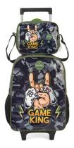 Kit Mochila E Lancheira Up4you Com Rodinhas Game Verde