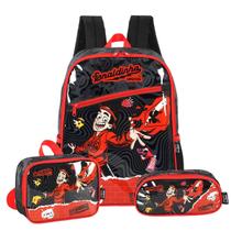 Kit Mochila Enaldinho Costas Lancheira E Estojo Duplo Kids