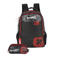 Kit Mochila Enaldinho Costas Teen E Estojo Triplo Preta