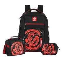 Kit Mochila Enaldinho Costas Youtuber Lancheira E Estojo Box Cor:Vermelho