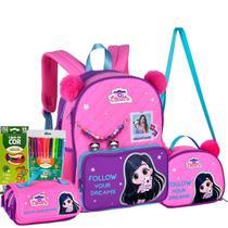 Kit mochila escola infantil Luluca com lancheira estojo Clio Kit mochila escola infantil Luluca com lancheira estojo Clio