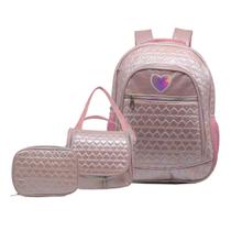 Kit Mochila Escola Juvenil Qualidade Estojo Lancheira Grande Infantil Reforçada Luxuosa Feminina Menina 3 Peças Kit Mochila Escola Juvenil Qualidade Estojo Lancheira Grande Infantil Reforçada Luxuosa Feminina Menina 3 Peças