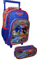Kit Mochila Escola Rodinha P Sonic Vs Shadow + Estojo Duplo