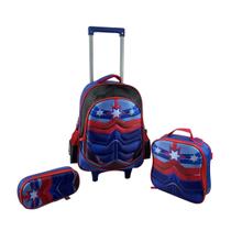 Kit mochila escolar 2 rodas lancheira e estojo no limits