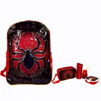 Kit Mochila Escolar Acessórios Infantil Homem Aranha vermelh Kit Mochila Escolar Acessórios Infantil Homem Aranha vermelh