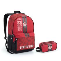 Kit mochila escolar athletic club vermelho - seanite