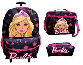 Kit Mochila escolar Barbie bolsa infantil rodinhas bolsa feminina estojo lancheira - Box