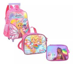 Kit Mochila Escolar Barbie Fada Princesa Rodinhas E Alças G