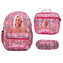 Kit Mochila Escolar Barbie Juvenil Rosa Costas Reforçada