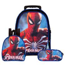 Kit Mochila Escolar Bolsa G Homem Aranha Spider de Rodas Kit Mochila Escolar Bolsa G Homem Aranha Spider de Rodas