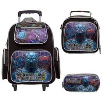 Kit Mochila Escolar Bolsa G Pantera Negra de Rodas Toys 2U