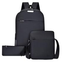 Kit Mochila Escolar Bolsa Transversal Estojo Grande Unissex