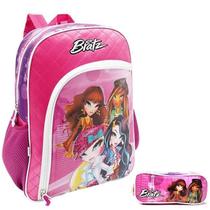 Kit Mochila Escolar Bratz Infantil Alças Costas G Estojo