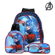 Kit Mochila Escolar Capitão América Avengers De Costas