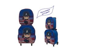 Kit Mochila Escolar Capitão América Baby Azul Menino