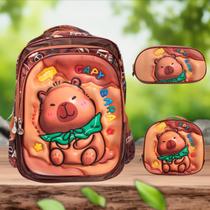 Kit Mochila Escolar Capivara Costas Com Lancheira Térmica