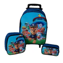 Kit Mochila Escolar Carrinho Patrulha Canina Azul Menino