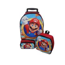 Kit mochila escolar carrinho Super Mário Bros