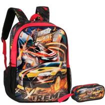 Kit Mochila Escolar Carro Machine Costa Alças G Com Estojo