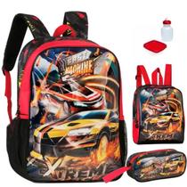 Kit Mochila Escolar Carro Machine Costa Alças Tam G Infantil