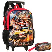 Kit Mochila Escolar Carro Machine Rodinha 2 em 1 G Estojo