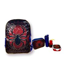 Kit Mochila Escolar com Acessórios Infantil Homem Aranha Cor:Azul Kit Mochila Escolar com Acessórios Infantil Homem Aranha Cor:Azul