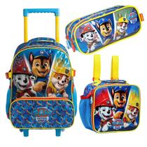 Kit Mochila escolar com Carrinho Lancheira térmica Estojo Patrulha Canina Cor:AzulTamanho:ÚnicoGenero:Unissex Kit Mochila escolar com Carrinho Lancheira térmica Estojo Patrulha Canina Cor:AzulTamanho:ÚnicoGenero:Unissex