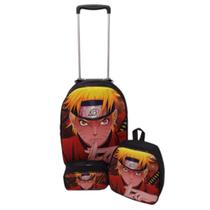 Kit mochila escolar com carrinho Naruto