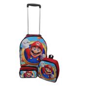 Kit mochila escolar com carrinho Super Mário Bros